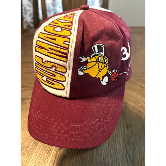 Vintage Gus Macker red yellow Basketball Snapback Hat spellout - Picture 1 of 7